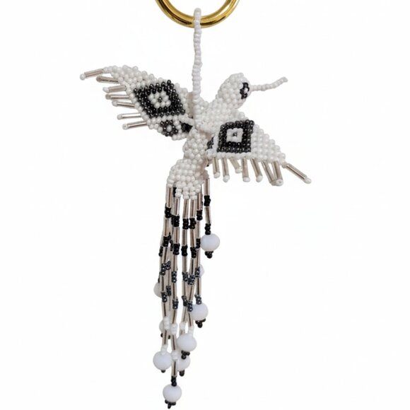 Hummingbird Beaded Bag Charm Key Ring – Handmade Keychain Pendant NW - Picture 4 of 4